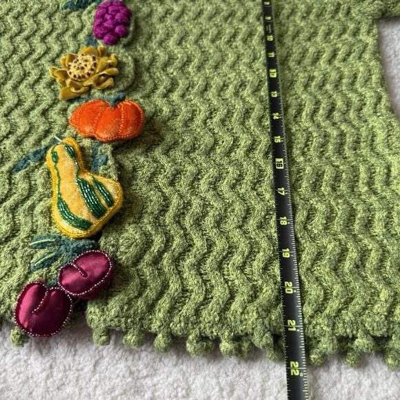 Rare Design Options Philip & Jane Gordon Green Veggie Garden Cardigan Sweater L - Picture 14 of 14
